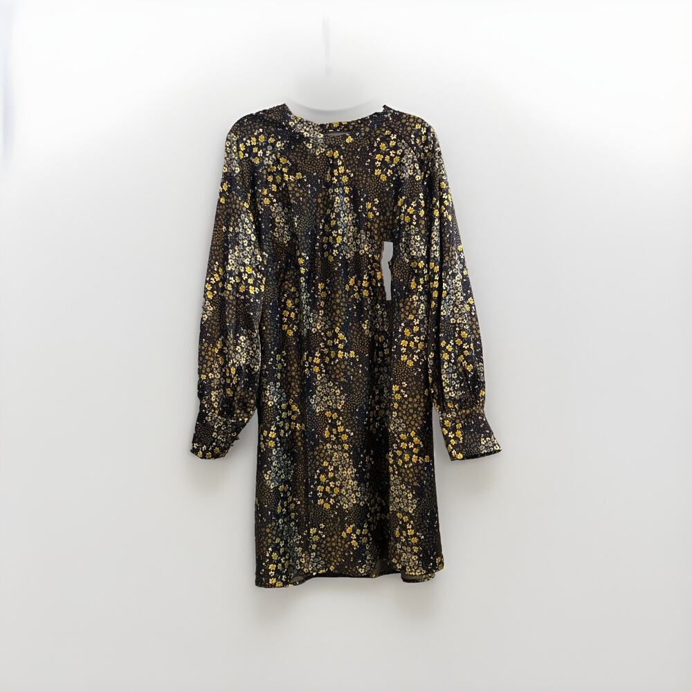 Future Collective Long Sleeve Dress Blue Green Floral 20 Stretchy Boho‎ Cottage